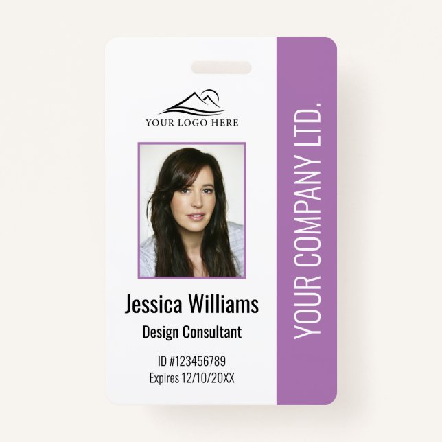 Personalised Modern Corporate Employee Purple ID  ID Badge (Front)