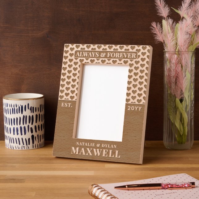 Personalised Modern Couple Wedding and Anniversary Etched Frames (Left)