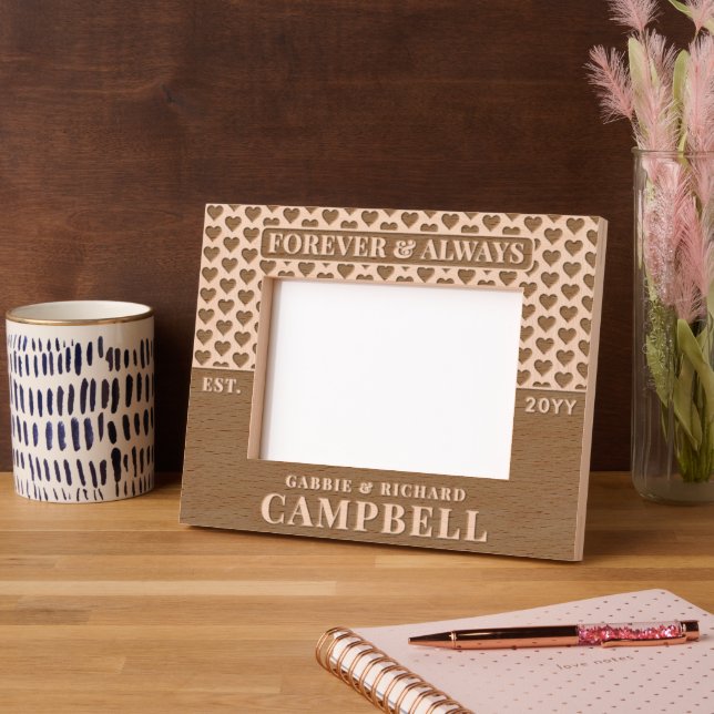 Personalised Modern Couple Wedding and Anniversary Etched Frames (Left)