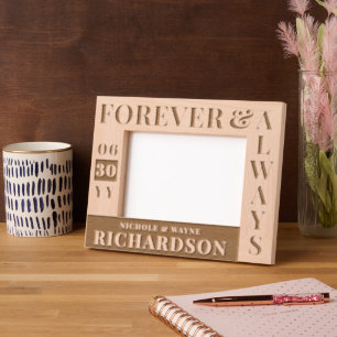 Personalised Modern Couples Name Wedding Date Gift Etched Frames
