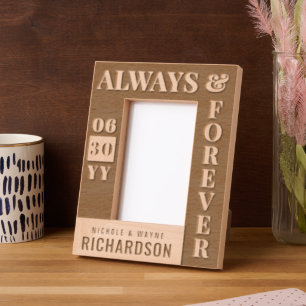 Personalised Modern Couples Name Wedding Date Gift Etched Frames