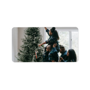 Personalised Modern Custom Christmas Family Photo  Label