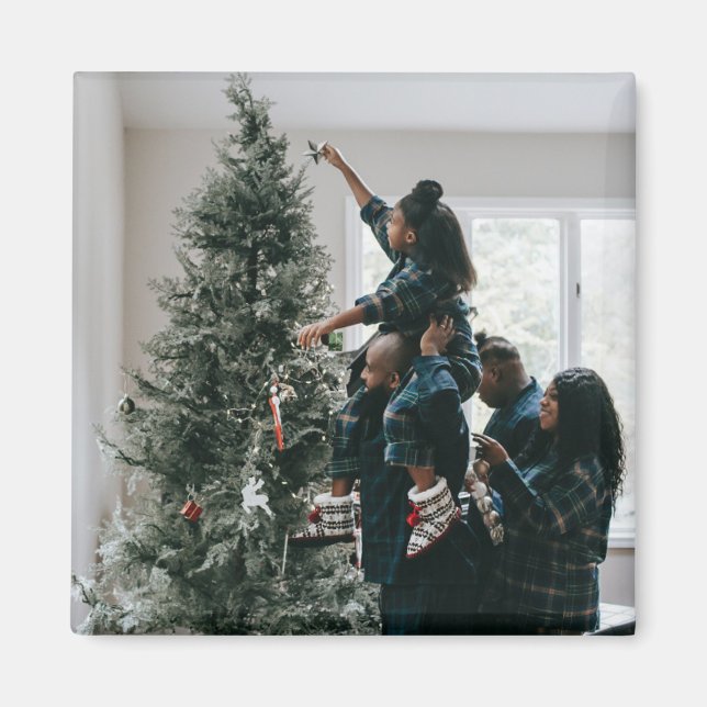 Personalised Modern Custom Christmas Family Photo Magnet (Front)