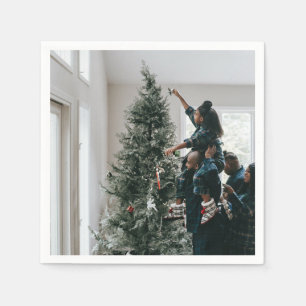 Personalised Modern Custom Christmas Family Photo  Napkin