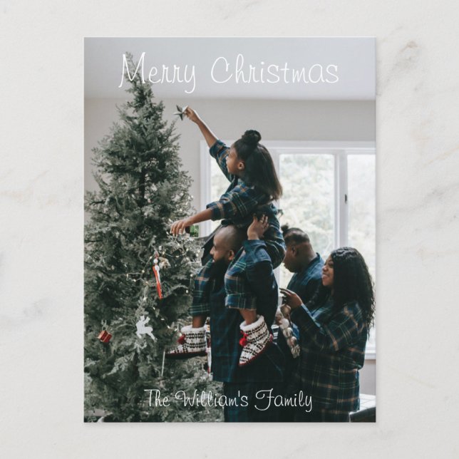 Personalised Modern Custom Christmas Family Photo  Postcard (Front)