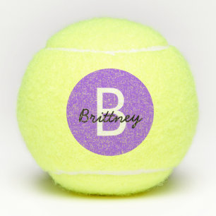 Personalised Modern Cute Purple Monogram Tennis Balls