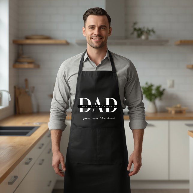 Personalised Modern DAD Black Apron (Creator Uploaded)