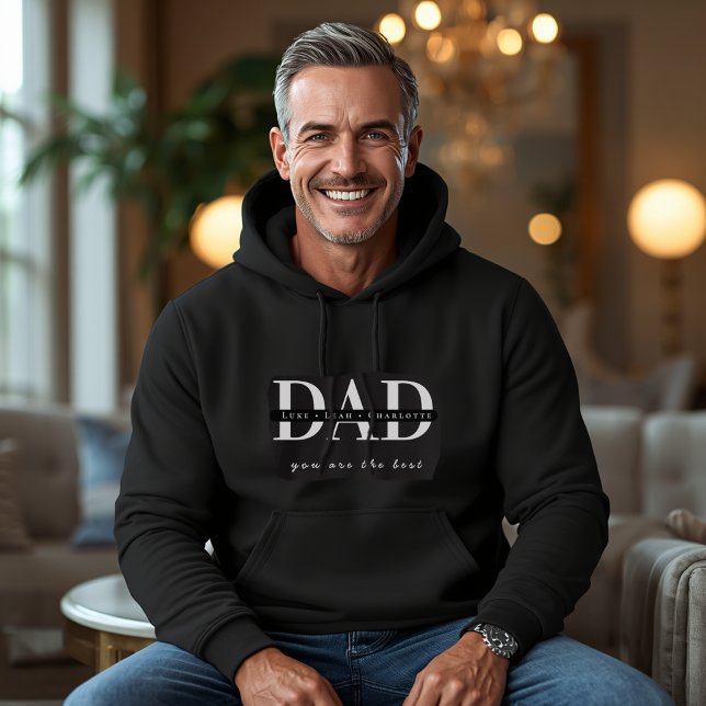 Personalised Modern DAD Black Hoodie (Creator Uploaded)