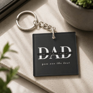 Personalised Modern DAD Black Key Ring
