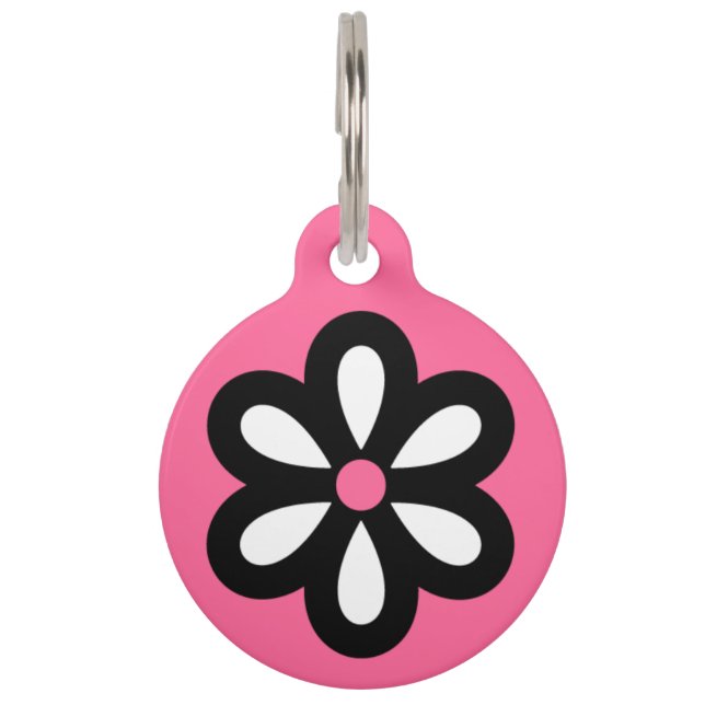 Personalised Modern Daisy Pet Tag - Pink (Front)