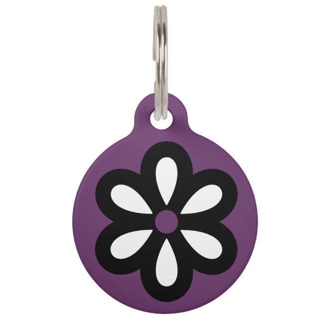 Personalised Modern Daisy Pet Tag - Purple (Front)