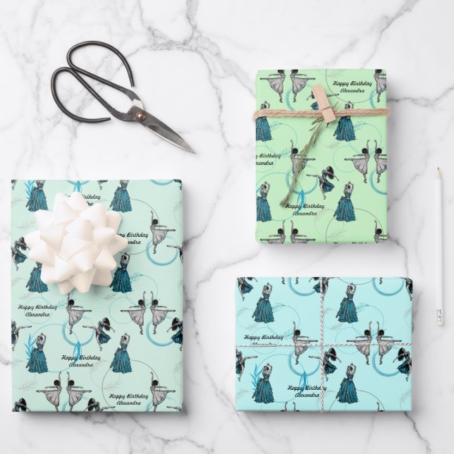 Personalised Modern Dancers Gift Wrap Set (Front)
