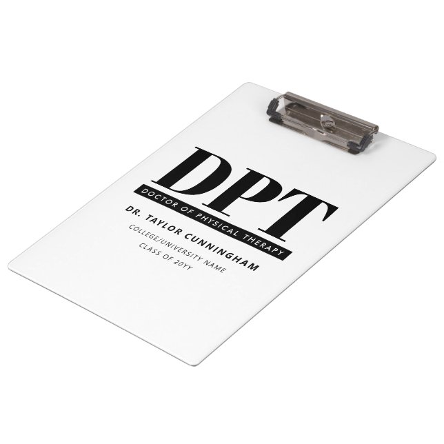 Personalised Modern DPT Doctor of Physical Therapy Clipboard (Angled)