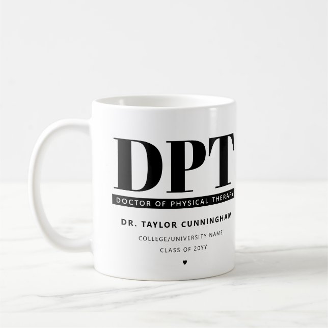 Personalised Modern DPT Doctor of Physical Therapy Coffee Mug (Left)