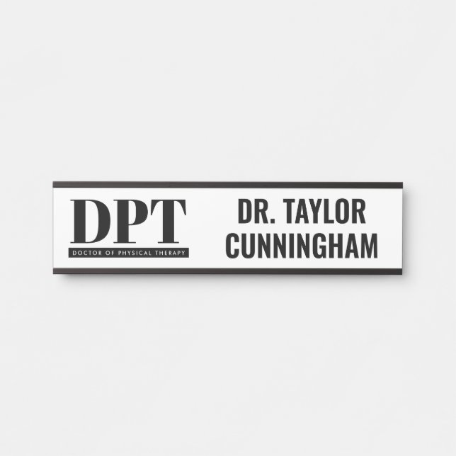 Personalised Modern DPT Doctor of Physical Therapy Door Sign (Front)