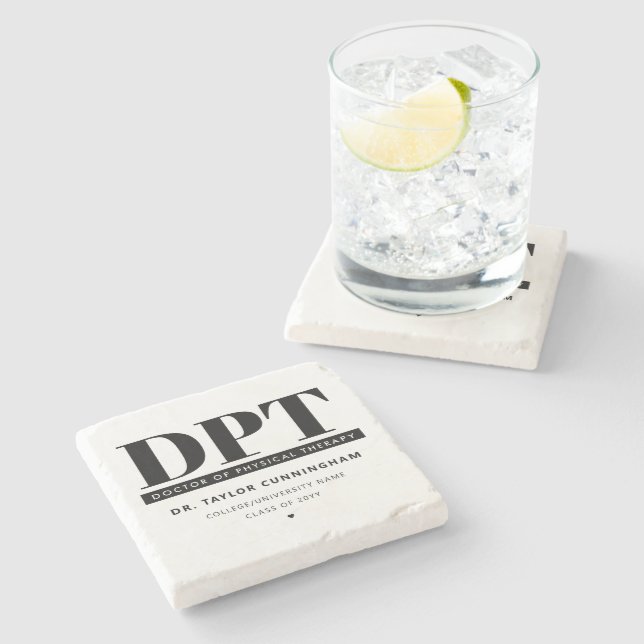 Personalised Modern DPT Doctor of Physical Therapy Stone Coaster (Side)
