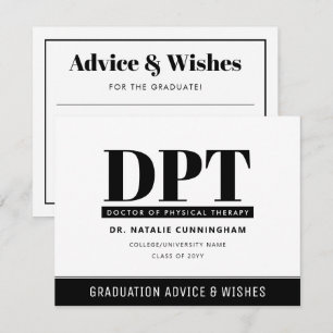 Personalised Modern DPT Graduation Advice & Wishes Card