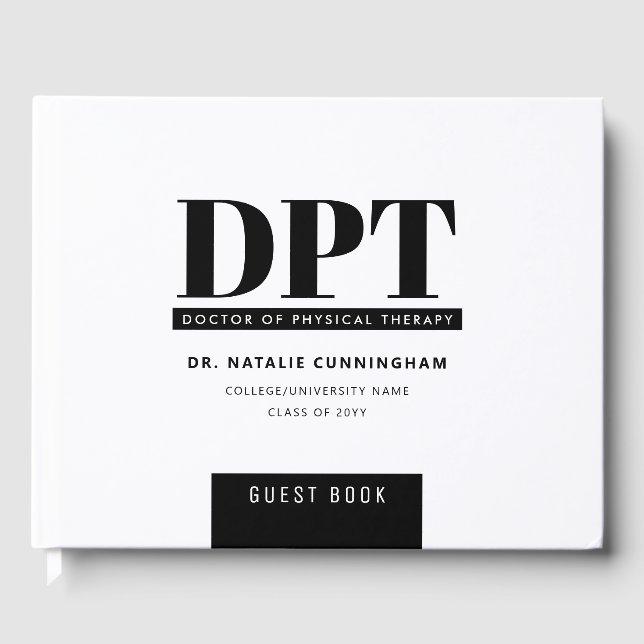Personalised Modern DPT Graduation Party Guest Book (Front)