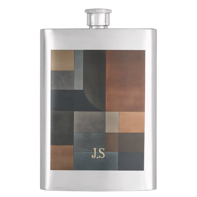 Personalised Modern Earthy Geometric Hip Flask (Front)