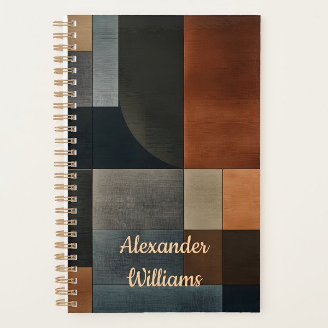 Personalised Modern Earthy Geometric Planner (Front)