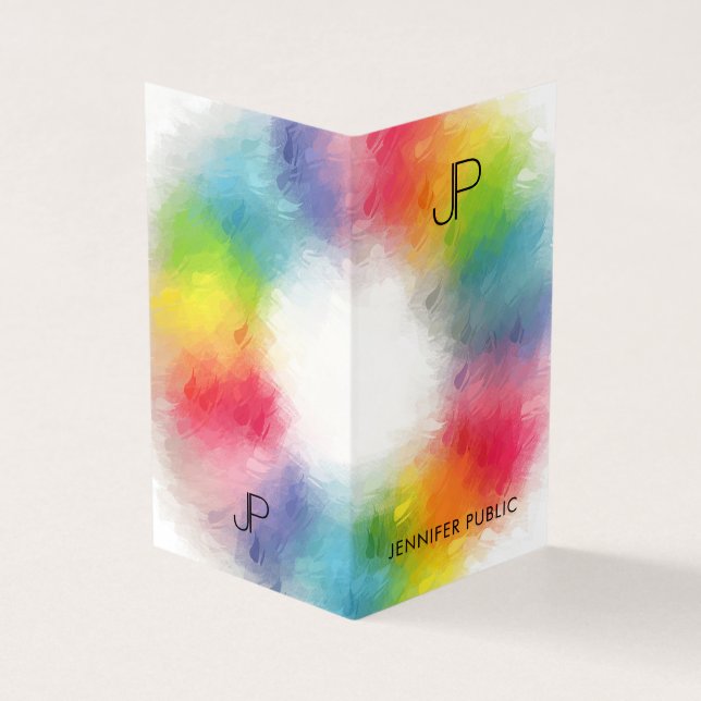 Personalised Modern Elegant Colourful Monogram Business Card (Outside)