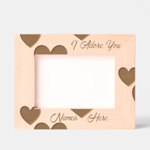 Personalised Modern Elegant Hearts Art Etched Frames