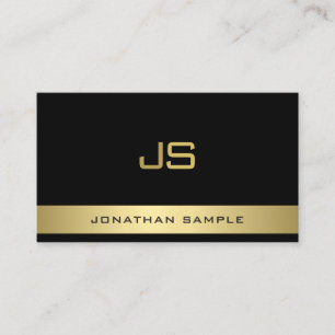 Personalised Modern Elegant Monogram Black Gold Business Card