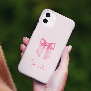 Personalised Modern Elegant Pink Bow iPhone 16 Case