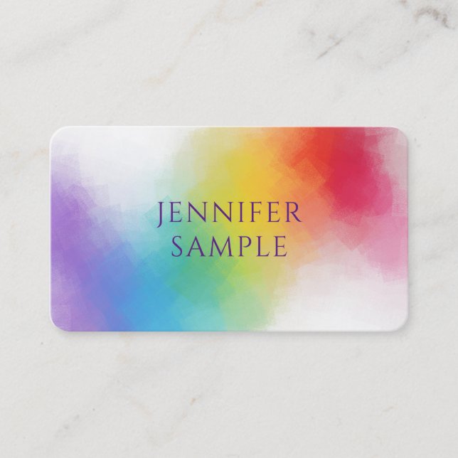 Personalised Modern Elegant Rainbow Colour Templat Business Card (Front)