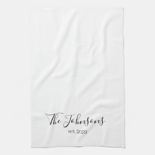 Personalised Modern Family Name Minimalist Templat Tea Towel