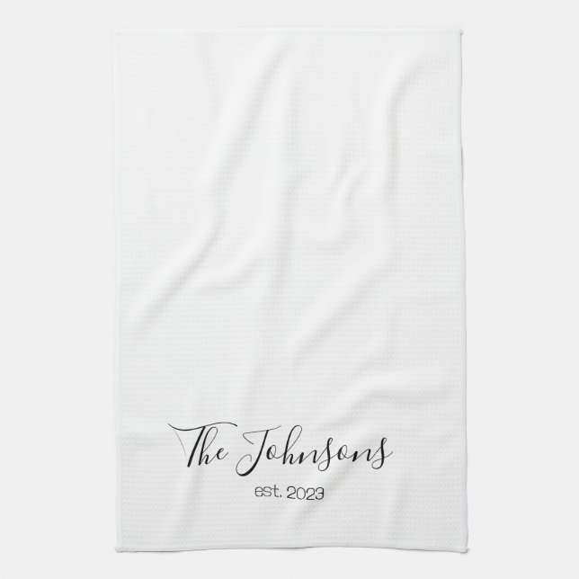 Personalised Modern Family Name Minimalist Templat Tea Towel (Vertical)