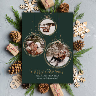 Personalised modern family photo Christmas Baubles Holiday Card