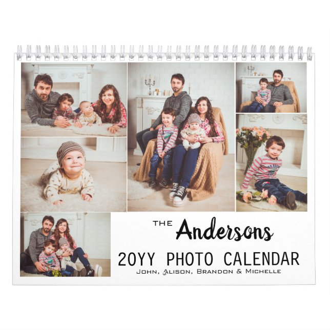 Personalised Modern Family Photo Collage Calendar (Cover)
