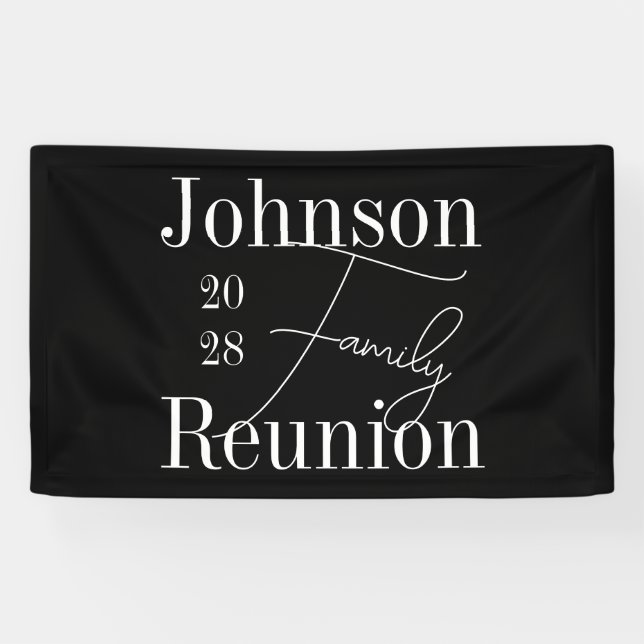 Personalised Modern Family Reunion Black and White Banner (Horizontal)