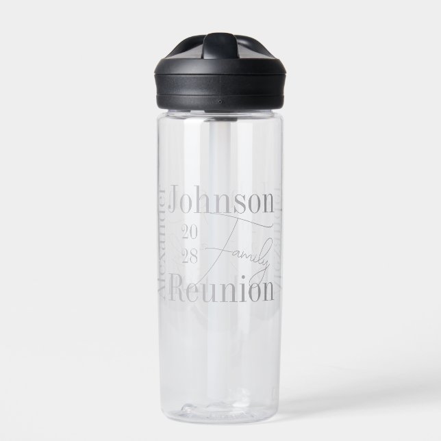 Personalised Modern Family Reunion Typography Water Bottle (Front)