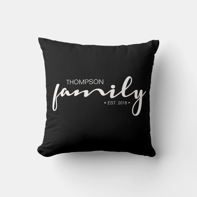 Personalised Modern Family Script Established Year Cushion (Front)