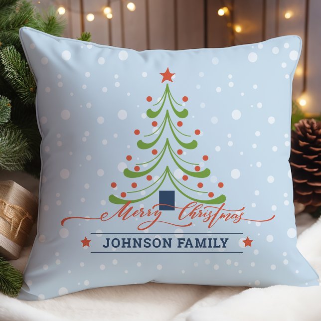 Personalised Modern Farmhouse Christmas Tree Throw Cushion (Creator Uploaded)