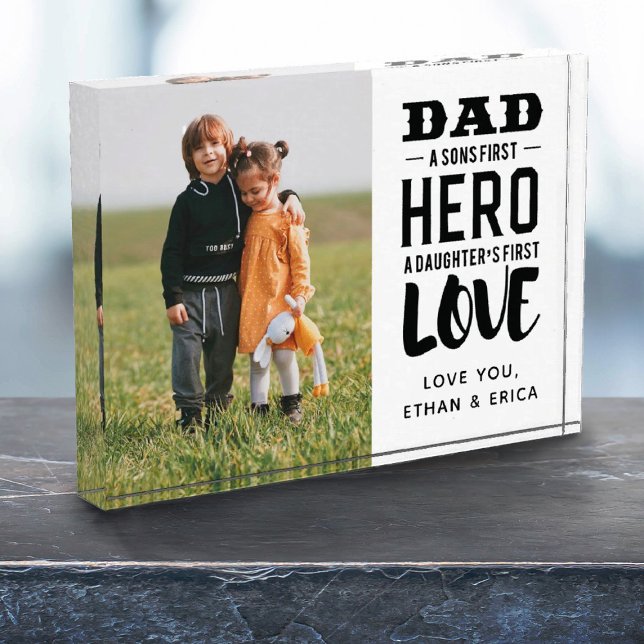 Personalised Modern Fathers Day Photo Plaque (A charming Father's Day Photo Block. Makes a great gift from the kids.
)