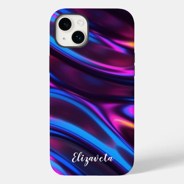 Personalised Modern Faux Iridescent w/ Name  Case-Mate iPhone Case (Back)