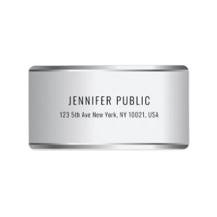 Personalised Modern Faux Silver Metallic Look Label
