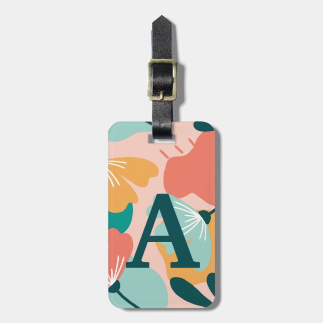 Personalised Modern Floral Acrylic Luggage Tag (Front Vertical)