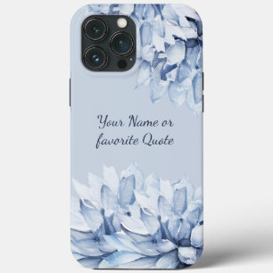 Personalised Modern Floral Dusty Blue iPhone 13 Pro Max Case
