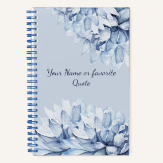 Personalised Modern Floral Dusty Blue Notebook