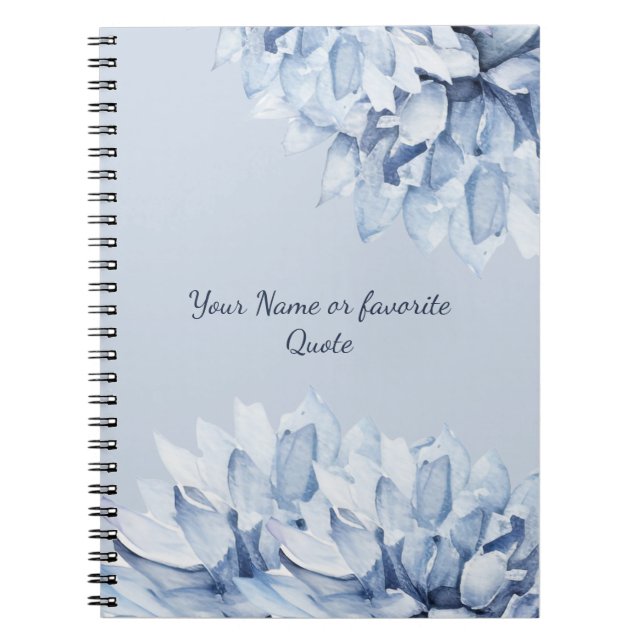 Personalised Modern Floral Dusty Blue Notebook (Front)