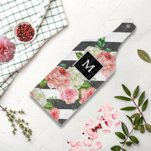 Personalised Modern Floral Monogram Kitchen Gift Cutting Board