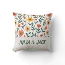 Personalised Modern Floral Pillow – Add Your Name