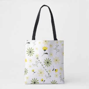 Personalised Modern Floral Wildflowers Bridesmaid  Tote Bag