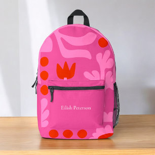 Personalised modern flowers kids printed backpack