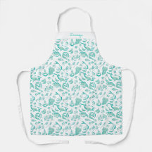 Personalised Modern Foodie Drawing Print Apron