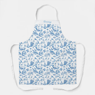 Personalised Modern Foodie Drawing Print Apron